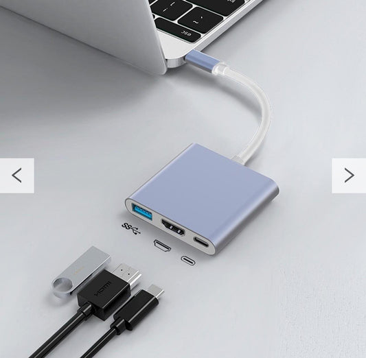 Hub Usb 3.0 Adaptador 3 En 1 Tipo C Thunderbolt Hdmi